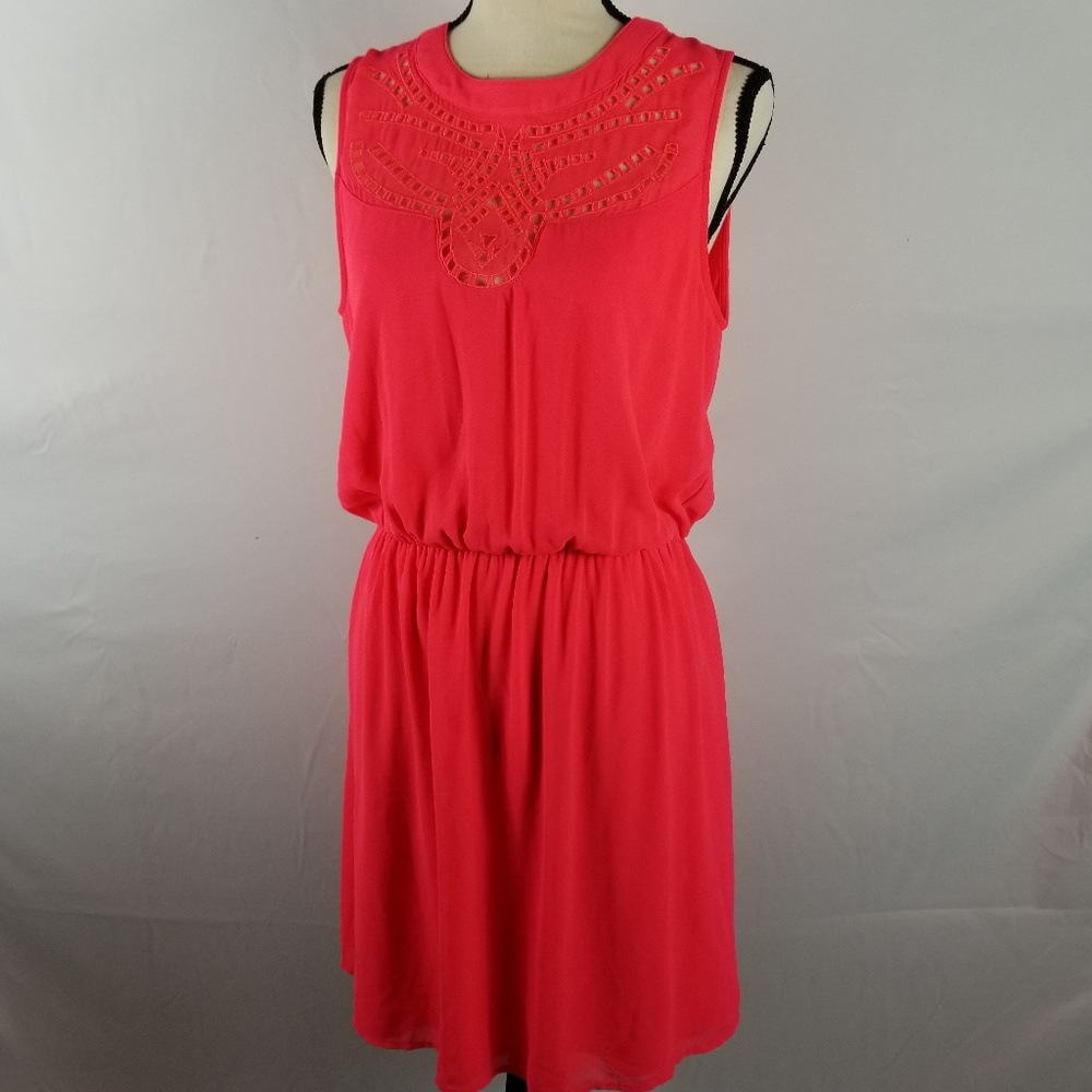 Maison Jules | Neon Pink/Coral Blouson Dress